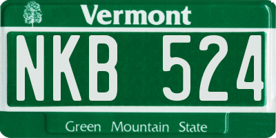VT license plate NKB524