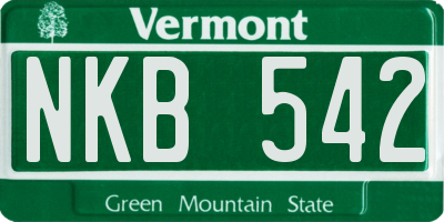 VT license plate NKB542