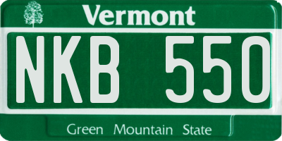VT license plate NKB550
