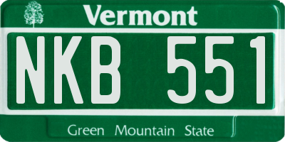 VT license plate NKB551