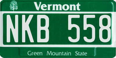 VT license plate NKB558