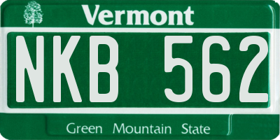 VT license plate NKB562