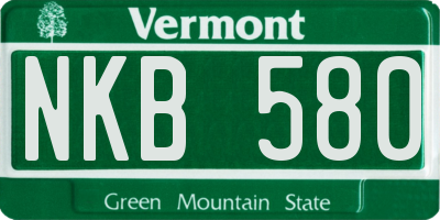 VT license plate NKB580