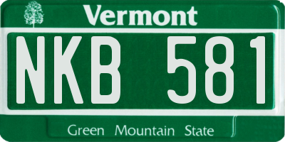 VT license plate NKB581