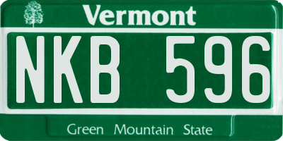 VT license plate NKB596