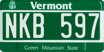 VT license plate NKB597