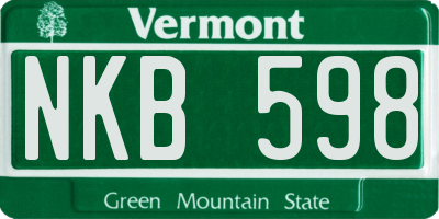 VT license plate NKB598