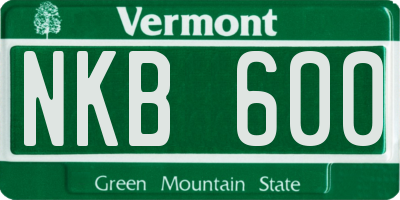 VT license plate NKB600