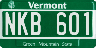 VT license plate NKB601