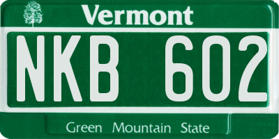 VT license plate NKB602