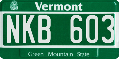 VT license plate NKB603