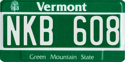 VT license plate NKB608