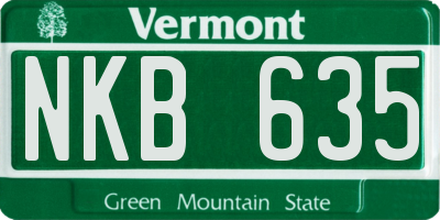 VT license plate NKB635