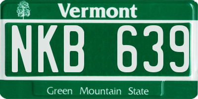 VT license plate NKB639