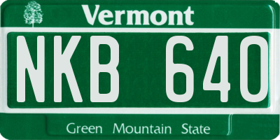 VT license plate NKB640