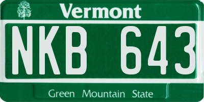VT license plate NKB643