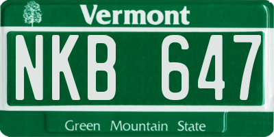 VT license plate NKB647