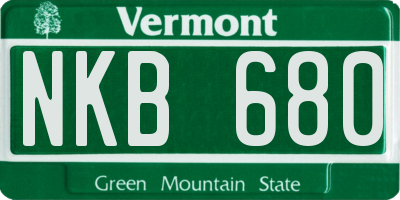 VT license plate NKB680