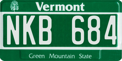 VT license plate NKB684