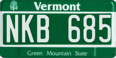 VT license plate NKB685