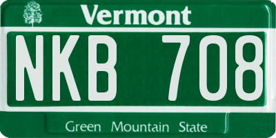 VT license plate NKB708