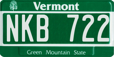 VT license plate NKB722