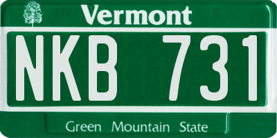 VT license plate NKB731