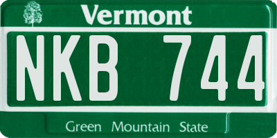 VT license plate NKB744