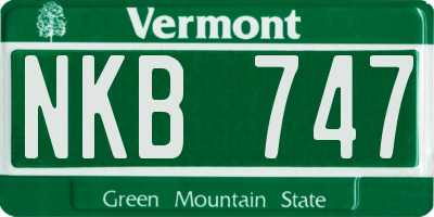 VT license plate NKB747