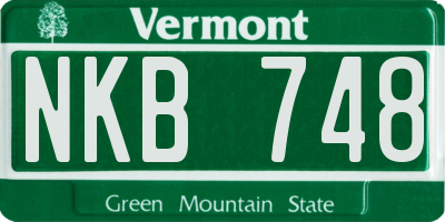 VT license plate NKB748
