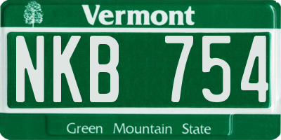 VT license plate NKB754
