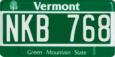 VT license plate NKB768