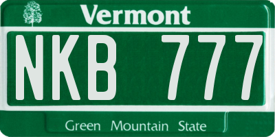 VT license plate NKB777