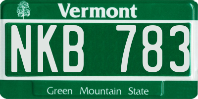 VT license plate NKB783