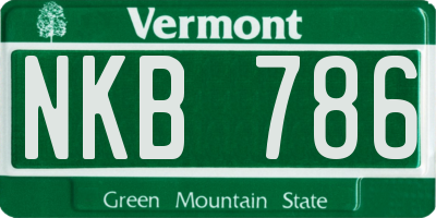VT license plate NKB786