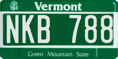 VT license plate NKB788