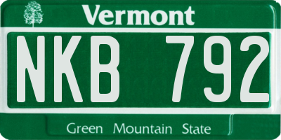 VT license plate NKB792
