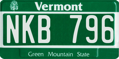 VT license plate NKB796