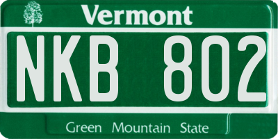 VT license plate NKB802