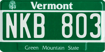 VT license plate NKB803
