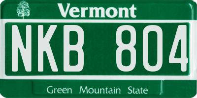 VT license plate NKB804