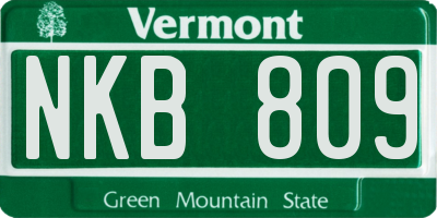 VT license plate NKB809