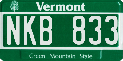 VT license plate NKB833