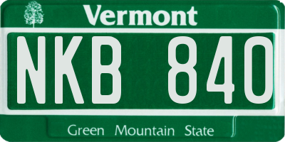 VT license plate NKB840