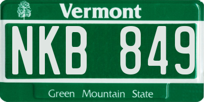 VT license plate NKB849
