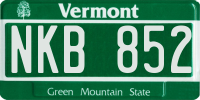 VT license plate NKB852