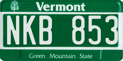 VT license plate NKB853