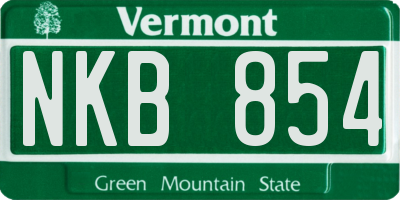 VT license plate NKB854