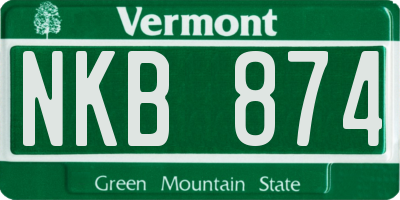 VT license plate NKB874