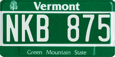VT license plate NKB875